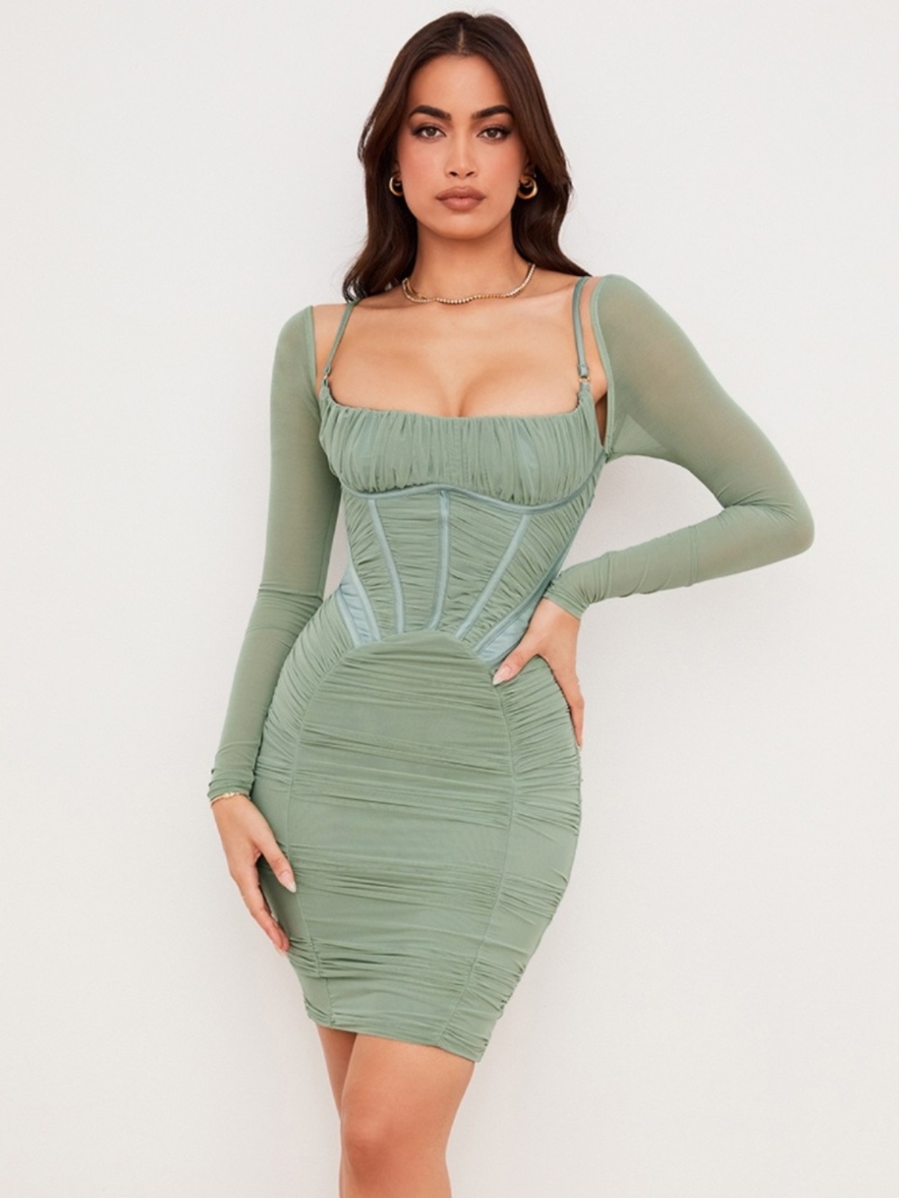 NEW House of CB Freyja Dress Green XS with Plus Cup